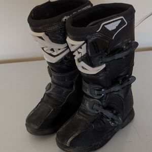Black and White Motorcycle Boots